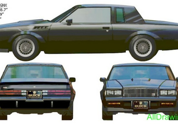 Buick GNX (1987) - car drawings